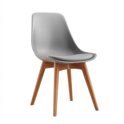 Chaise de salle à manger - plastique-bois - 45x49x83 cm - gris - style scandinave-Villaaro