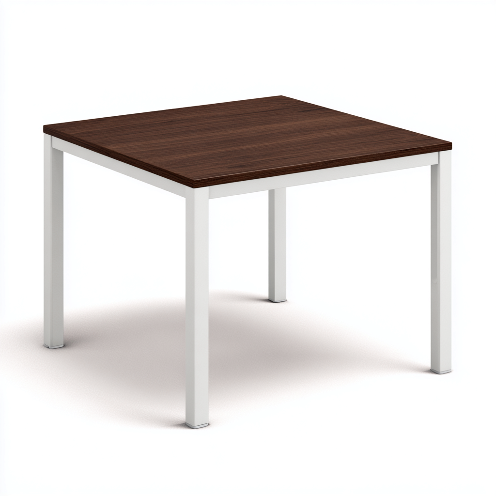 Table à manger - bois-métal - 110x110x75 cm - brun-blanc - design moderne-Villaaro