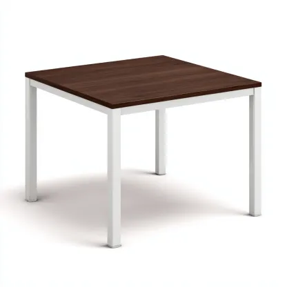Table à manger - bois-métal - 110x110x75 cm - brun-blanc - design moderne-Villaaro