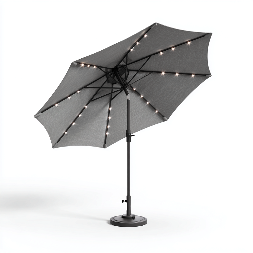 Parasol de jardin - polyester-métal - 270x270x245 cm - gris - style extérieur-Villaaro