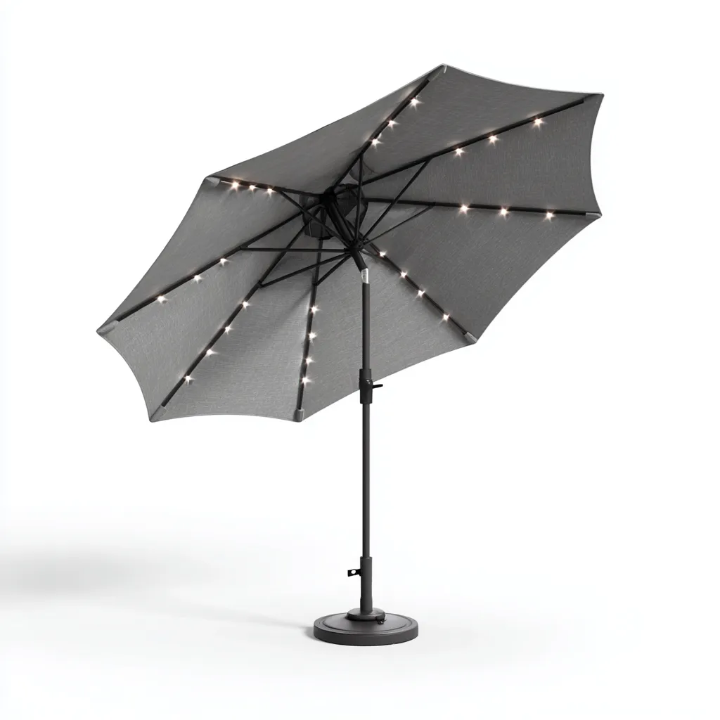 Parasol de jardin - polyester-métal - 270x270x245 cm - gris - style extérieur-Villaaro