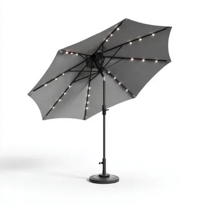 Parasol de jardin - polyester-métal - 270x270x245 cm - gris - style extérieur-Villaaro