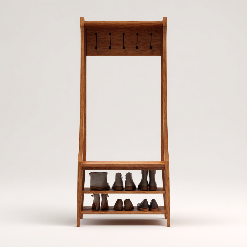 Porte manteau - bois - 85x40x185 cm - bois naturel - style contemporain-Villaaro