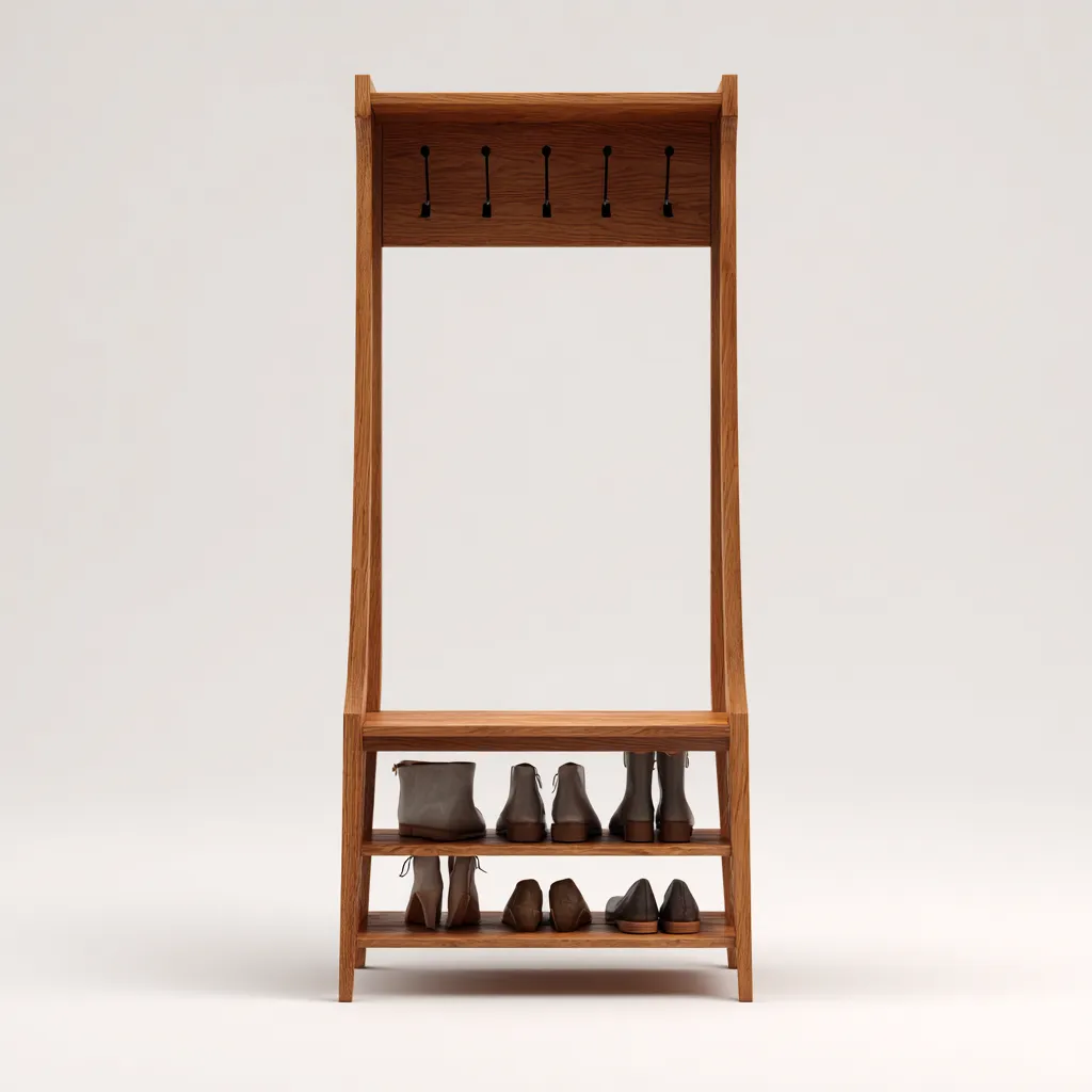 Porte manteau - bois - 85x40x185 cm - bois naturel - style contemporain-Villaaro