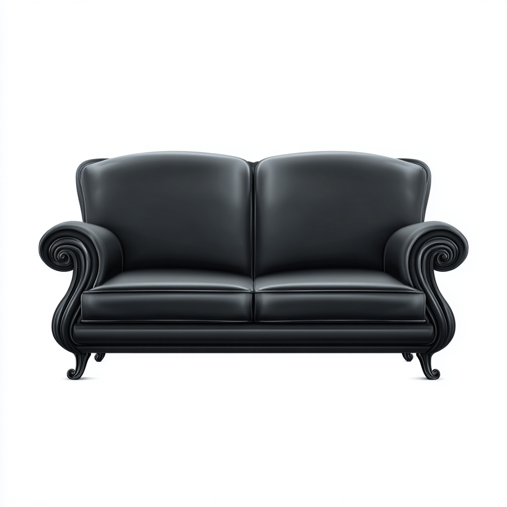Canapé droit - cuir - 152x86x92 cm - noir - style classique-Villaaro