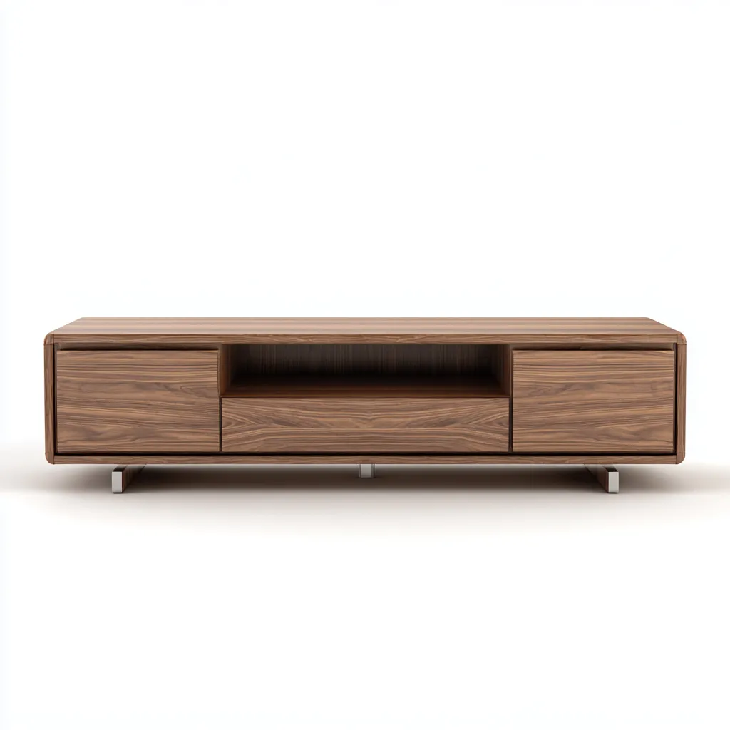 Meuble TV - bois-métal - 160x40x48 cm - noyer - design moderne-Villaaro