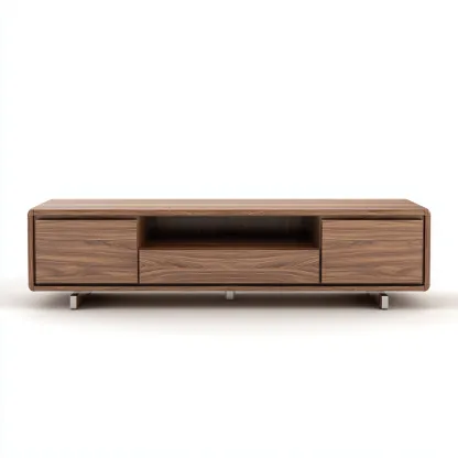 Meuble TV - bois-métal - 160x40x48 cm - noyer - design moderne-Villaaro