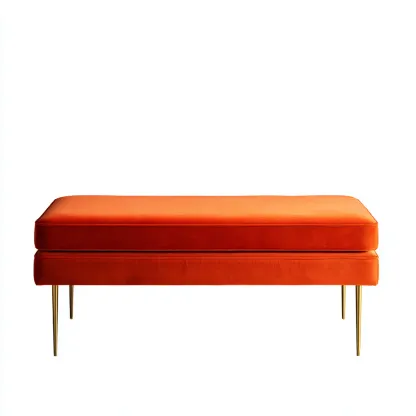 Banc d'entrée - velours - métal - 132x41x47 cm - orange - design contemporain-Villaaro