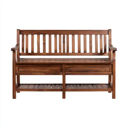 Banc de jardin - bois - 125x55x92 cm - brun - style traditionnel-Villaaro