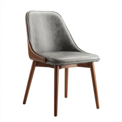 Chaise de salle à manger - similicuir-bois - 46x50x86 cm - gris - style moderne-Villaaro