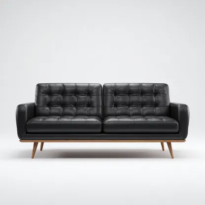 Canapé droit - cuir - 198x88x92 cm - noir - style moderne-Villaaro