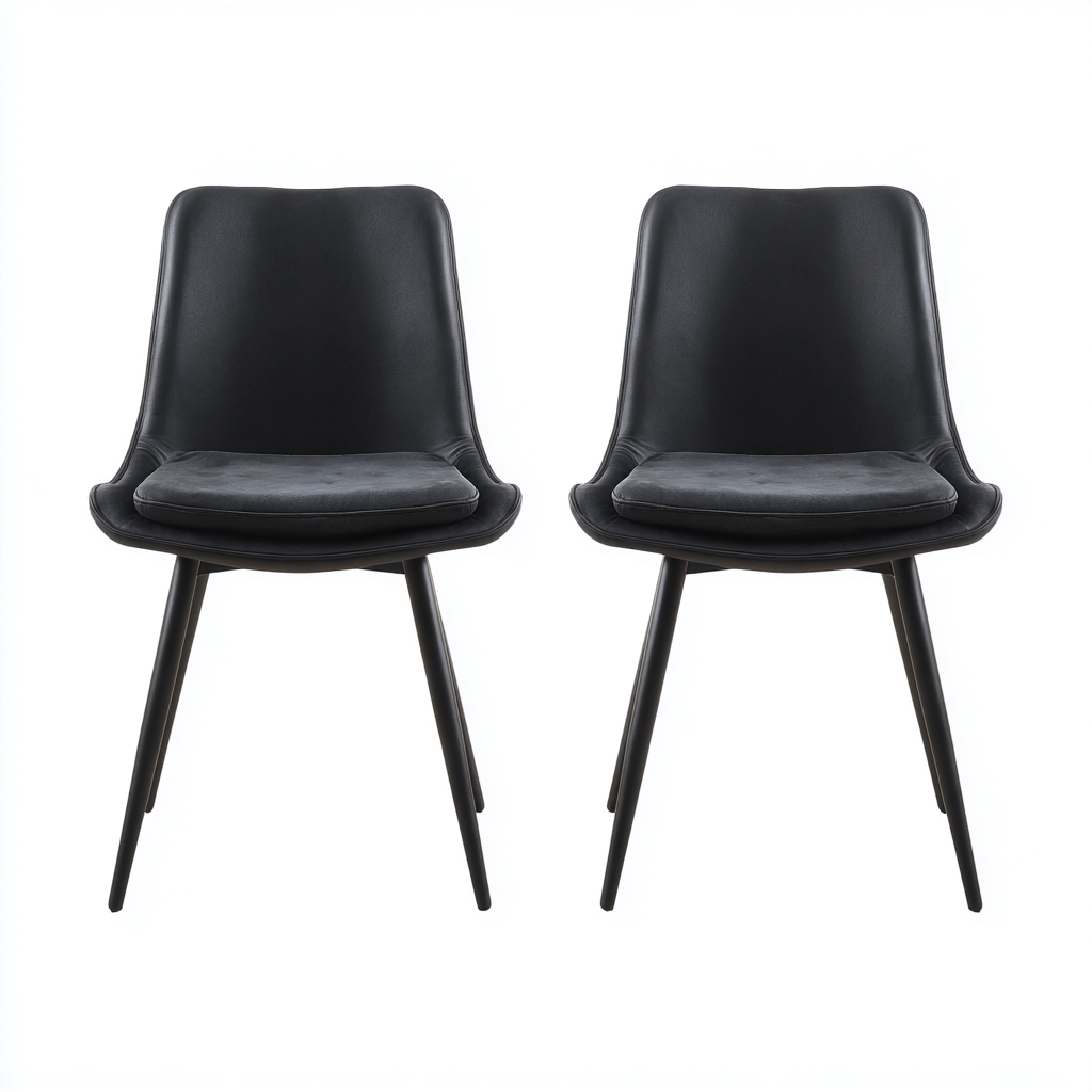 Chaise de salle à manger - similicuir-métal - 51x54x83 cm - noir - design moderne-Villaaro