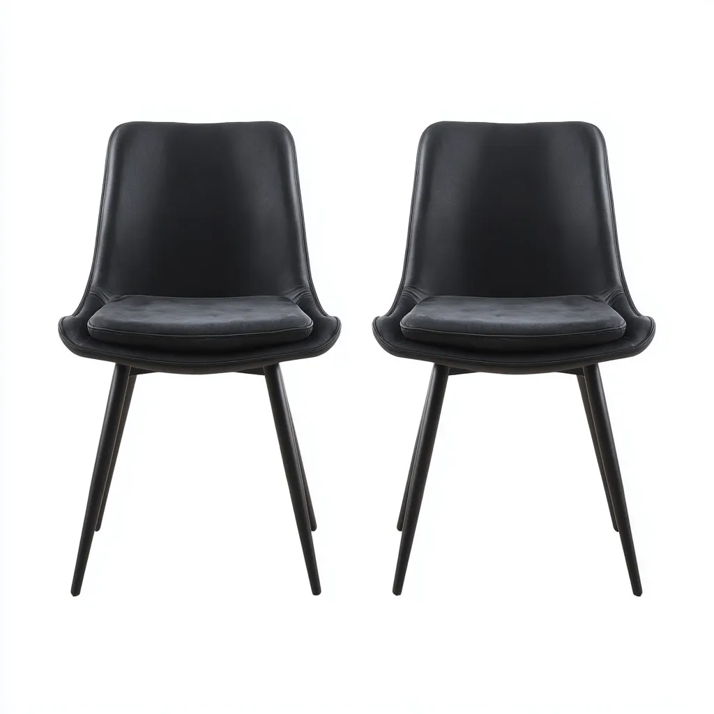 Chaise de salle à manger - similicuir-métal - 51x54x83 cm - noir - design moderne-Villaaro