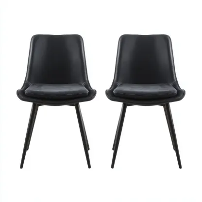 Chaise de salle à manger - similicuir-métal - 51x54x83 cm - noir - design moderne-Villaaro