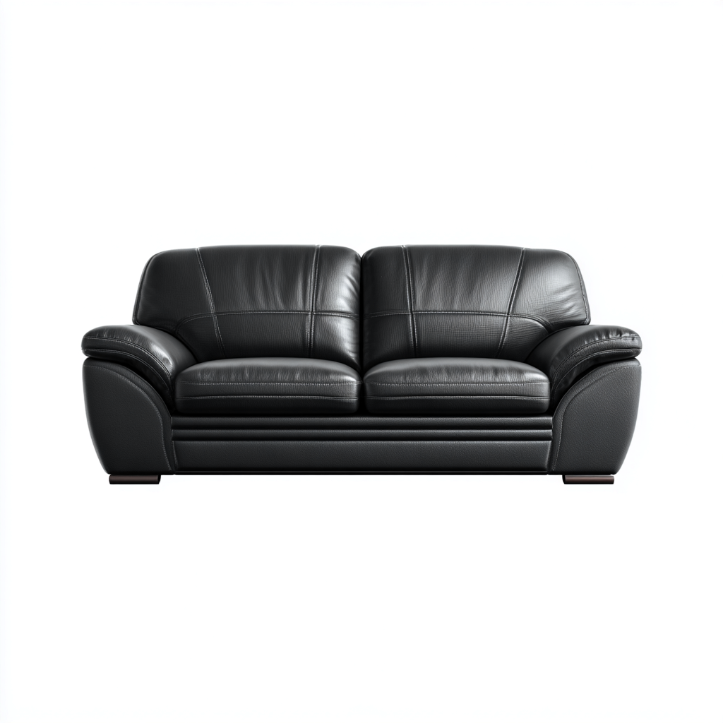 Canapé droit - cuir - 192x94x95 cm - noir - style moderne-Villaaro