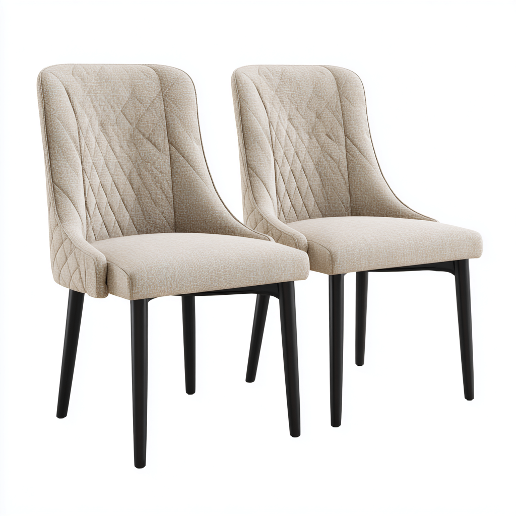 Chaise de salle à manger - tissu-métal - 47x52x89 cm - beige - style contemporain-Villaaro