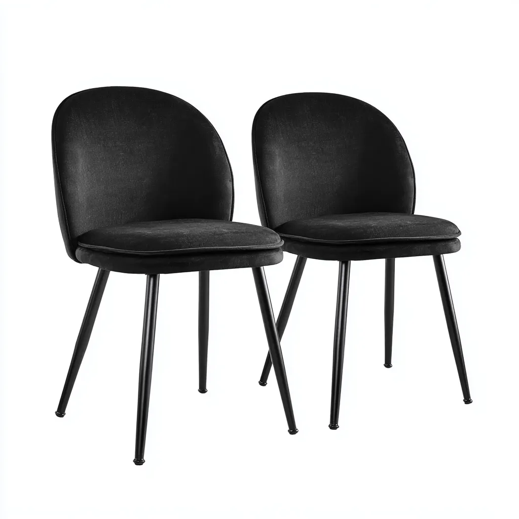 Chaise de salle à manger - velours-métal - 50x55x82 cm - noir - design moderne-Villaaro