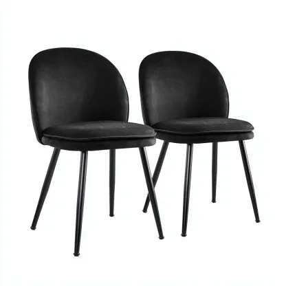 Chaise de salle à manger - velours-métal - 50x55x82 cm - noir - design moderne-Villaaro