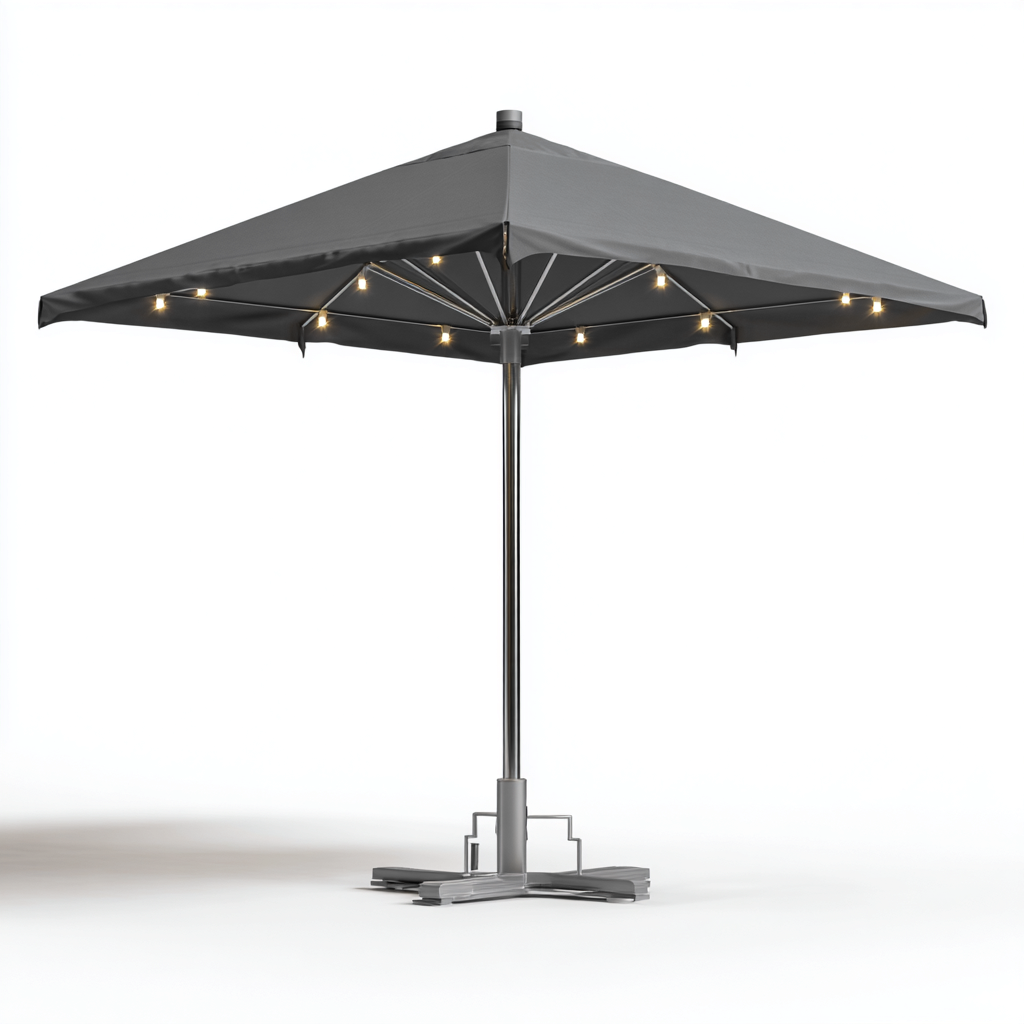 Parasol de jardin - aluminium-tissu - 280x280x250 cm - gris foncé - éclairage LED intégré-Villaaro