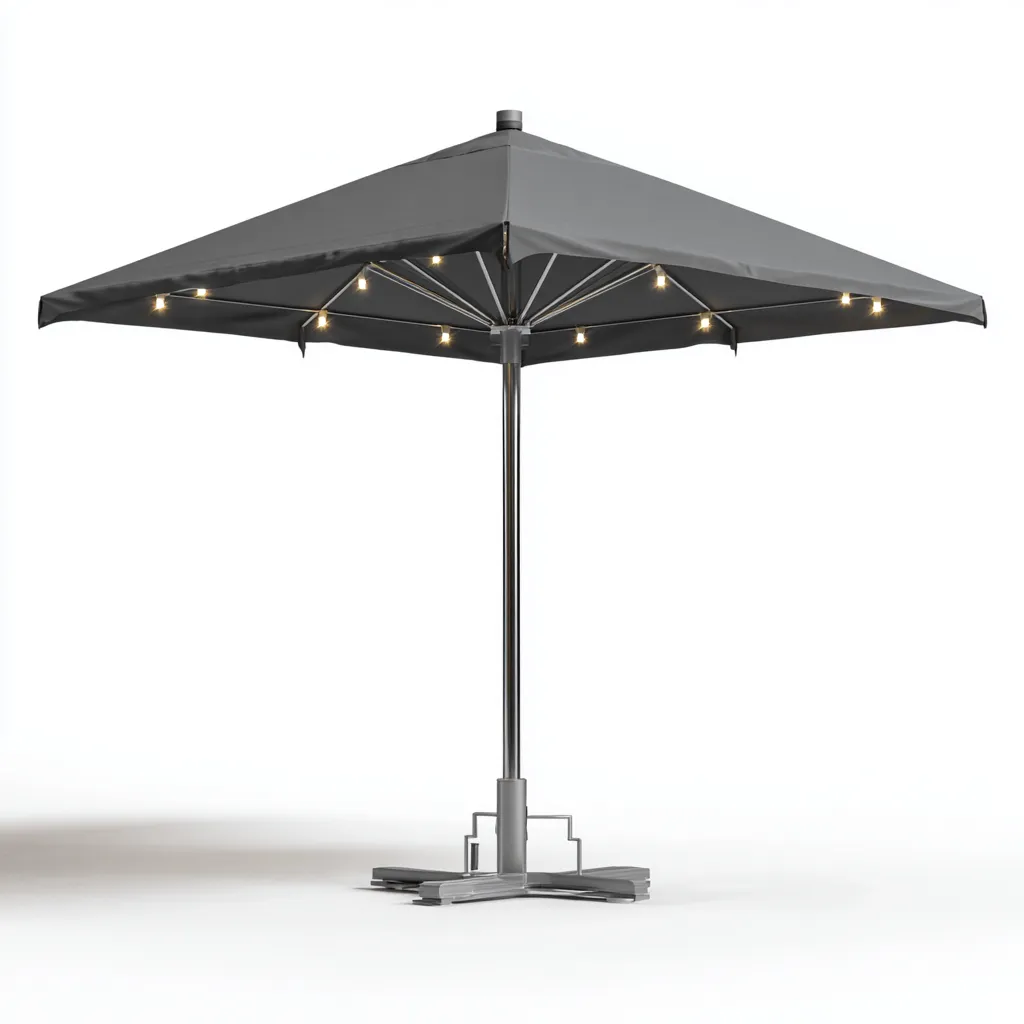 Parasol de jardin - aluminium-tissu - 280x280x250 cm - gris foncé - éclairage LED intégré-Villaaro