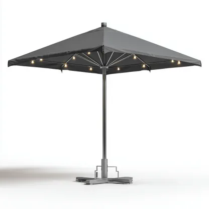 Parasol de jardin - aluminium-tissu - 280x280x250 cm - gris foncé - éclairage LED intégré-Villaaro