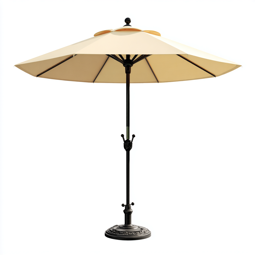 Parasol de jardin - métal-tissu - 260x260x245 cm - beige-noir - design fonctionnel-Villaaro