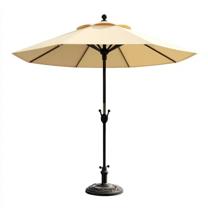 Parasol de jardin - métal-tissu - 260x260x245 cm - beige-noir - design fonctionnel-Villaaro