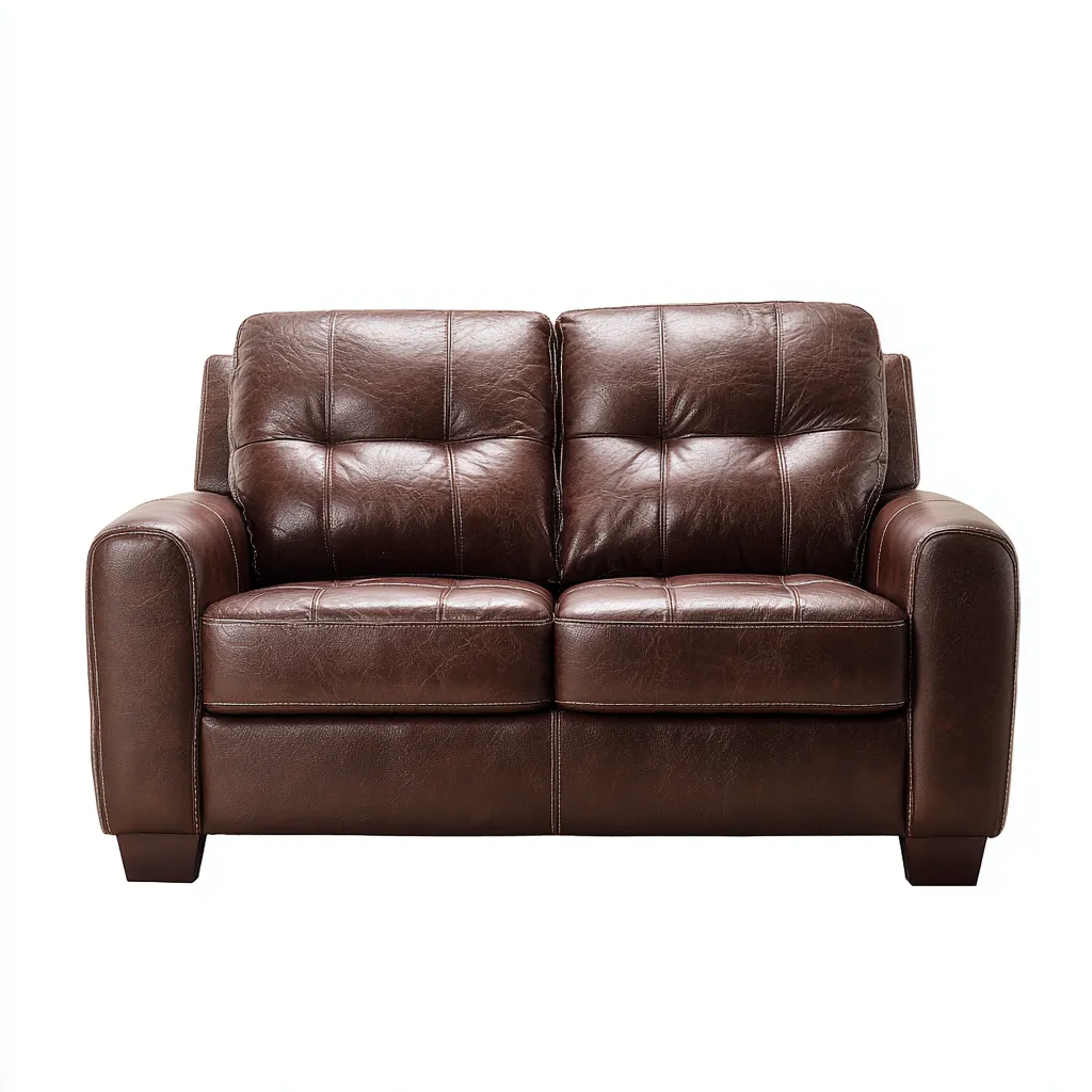 Canapé droit - cuir - 158x90x96 cm - marron - style classique-Villaaro