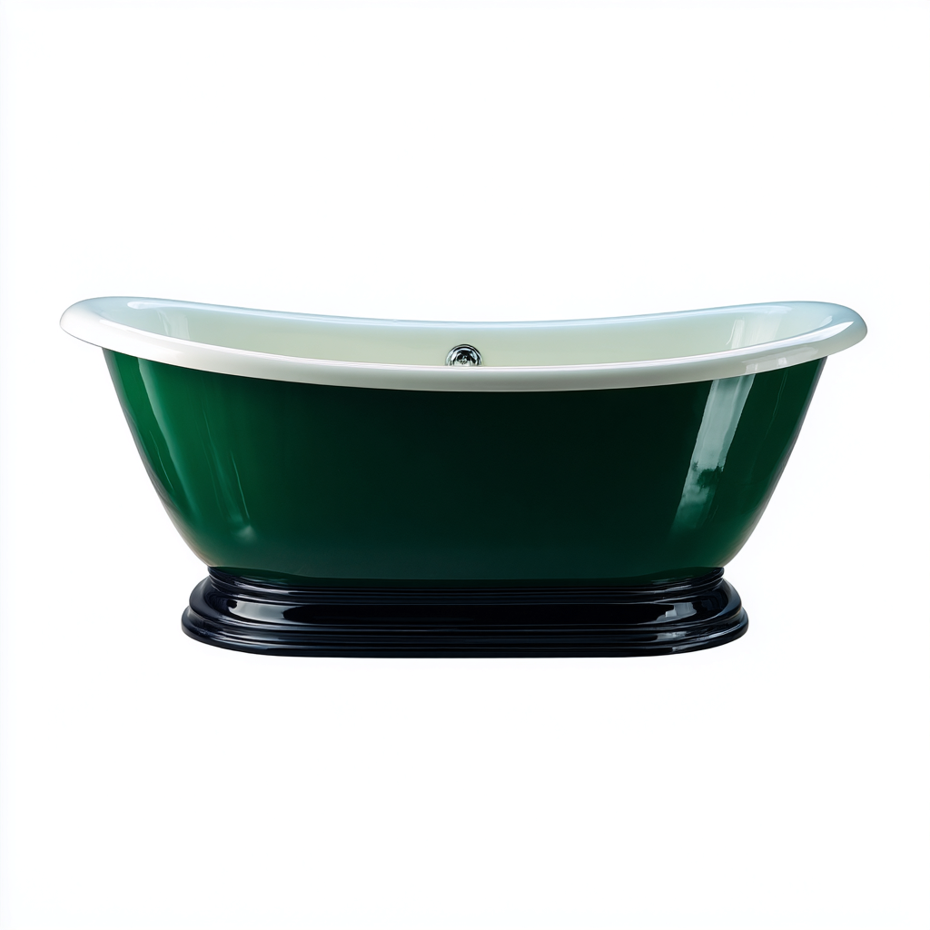 Baignoire - fonte-acrylique - 175x82x67 cm - vert-blanc - style classique-Villaaro