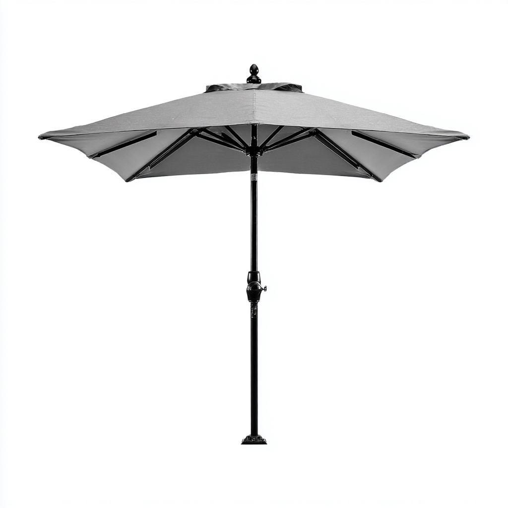 Parasol de jardin - métal-tissu - 260x260x238 cm - gris - ouverture à manivelle-Villaaro
