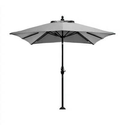 Parasol de jardin - métal-tissu - 260x260x238 cm - gris - ouverture à manivelle-Villaaro