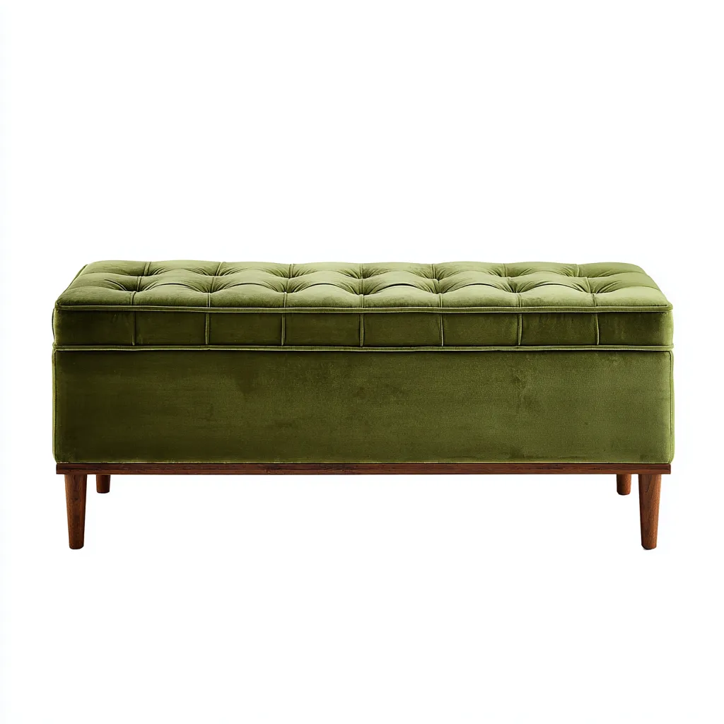 Banc d'entrée - velours - bois - 110x45x48 cm - vert olive - design classique-Villaaro