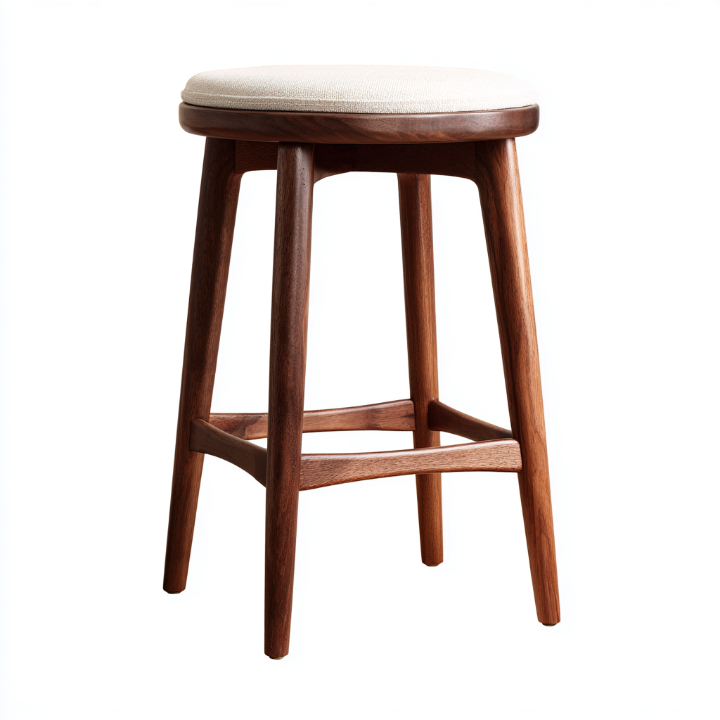 Tabouret de bar - bois - 35x35x75 cm - noyer-beige - design contemporain-Villaaro