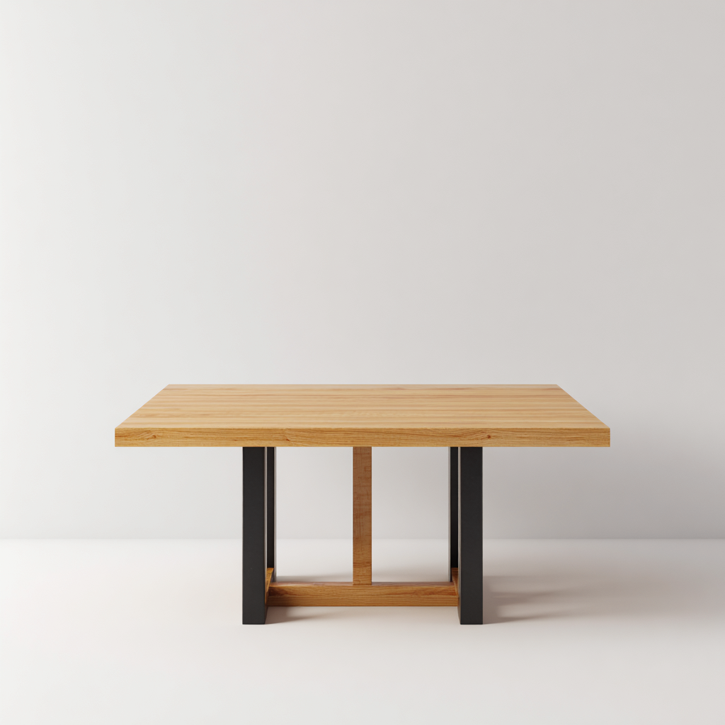 Table à manger - bois-métal - 160x90x76 cm - chêne-noir - design moderne-Villaaro