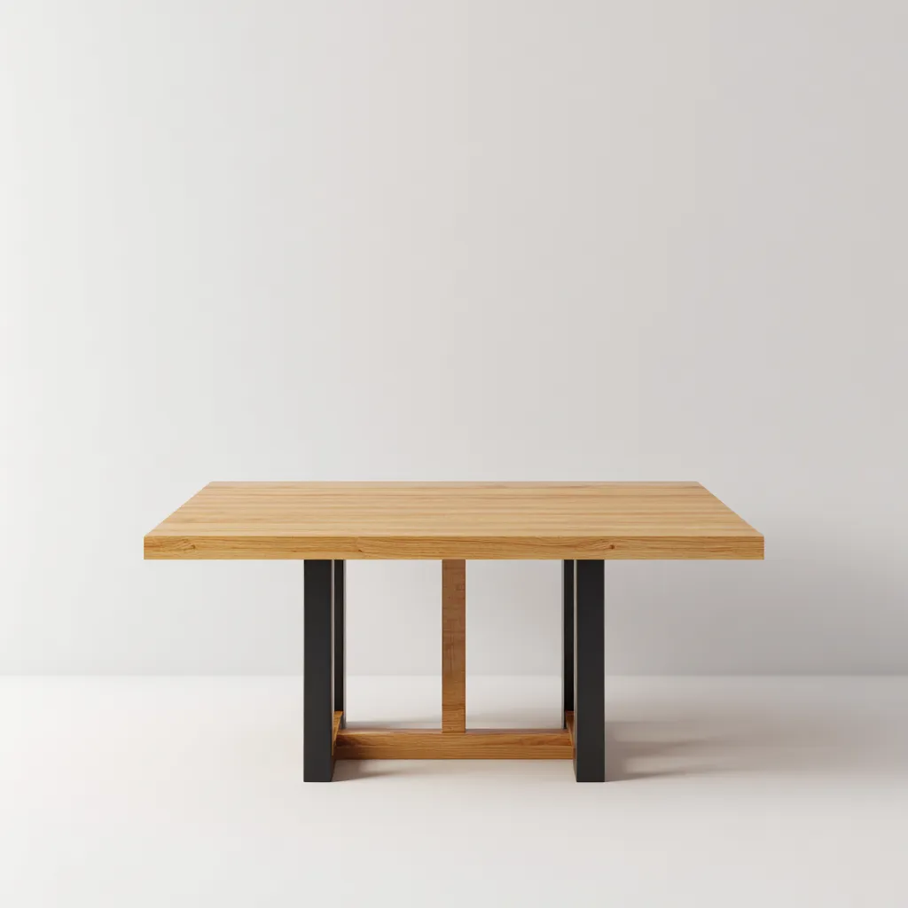 Table à manger - bois-métal - 160x90x76 cm - chêne-noir - design moderne-Villaaro