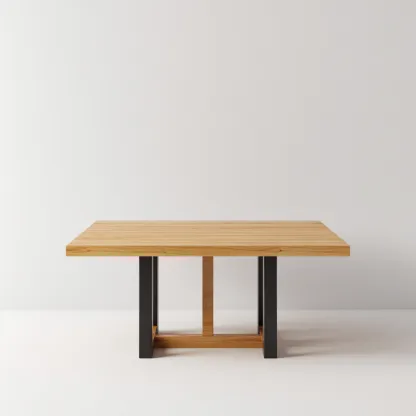 Table à manger - bois-métal - 160x90x76 cm - chêne-noir - design moderne-Villaaro