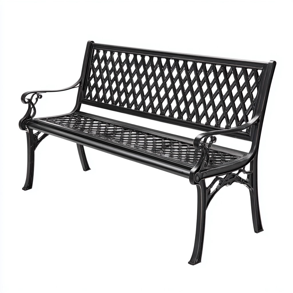 Banc de jardin - métal - 130x58x90 cm - noir - style classique-Villaaro