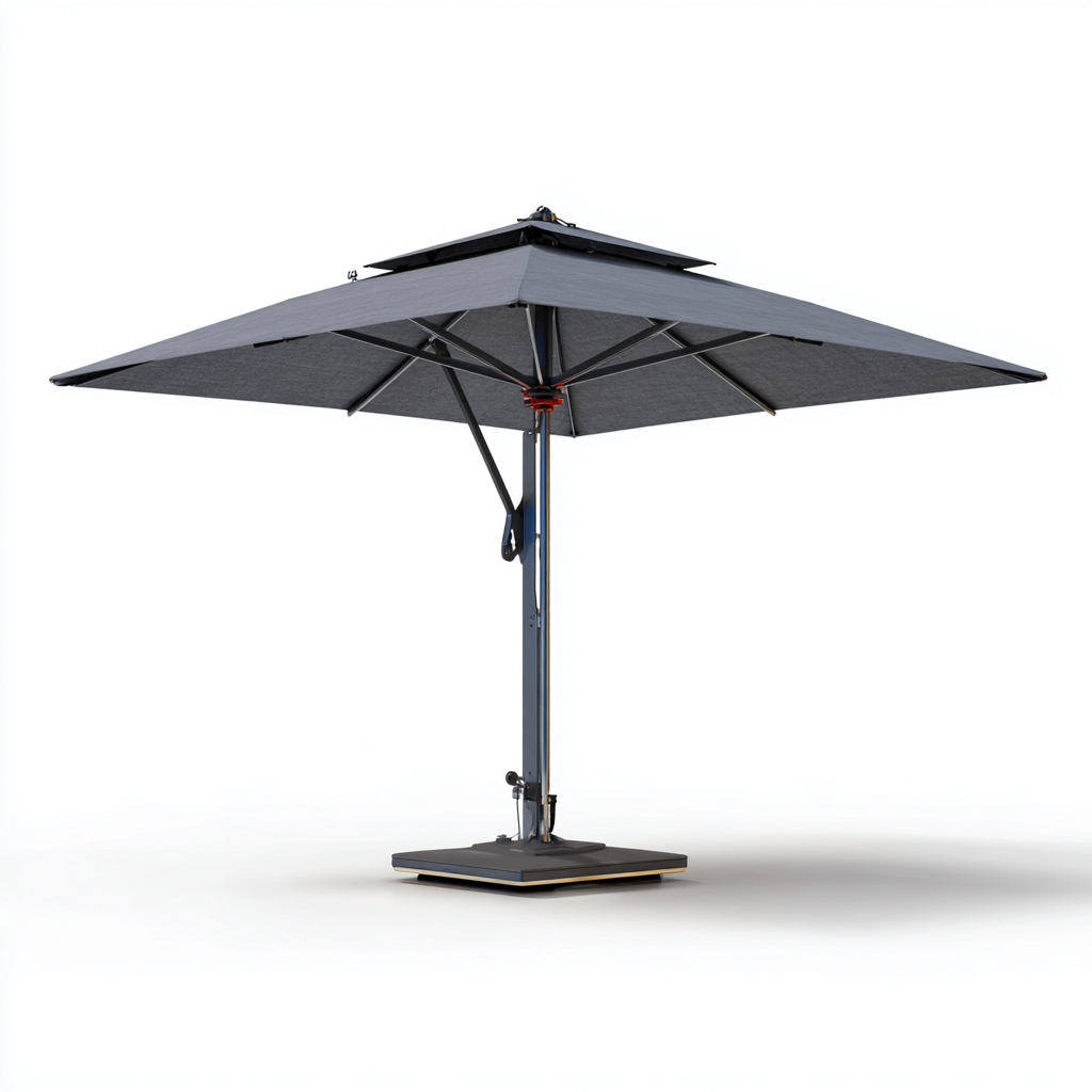 Parasol de jardin - aluminium-tissu - 300x300x265 cm - gris foncé - base lumineuse LED-Villaaro