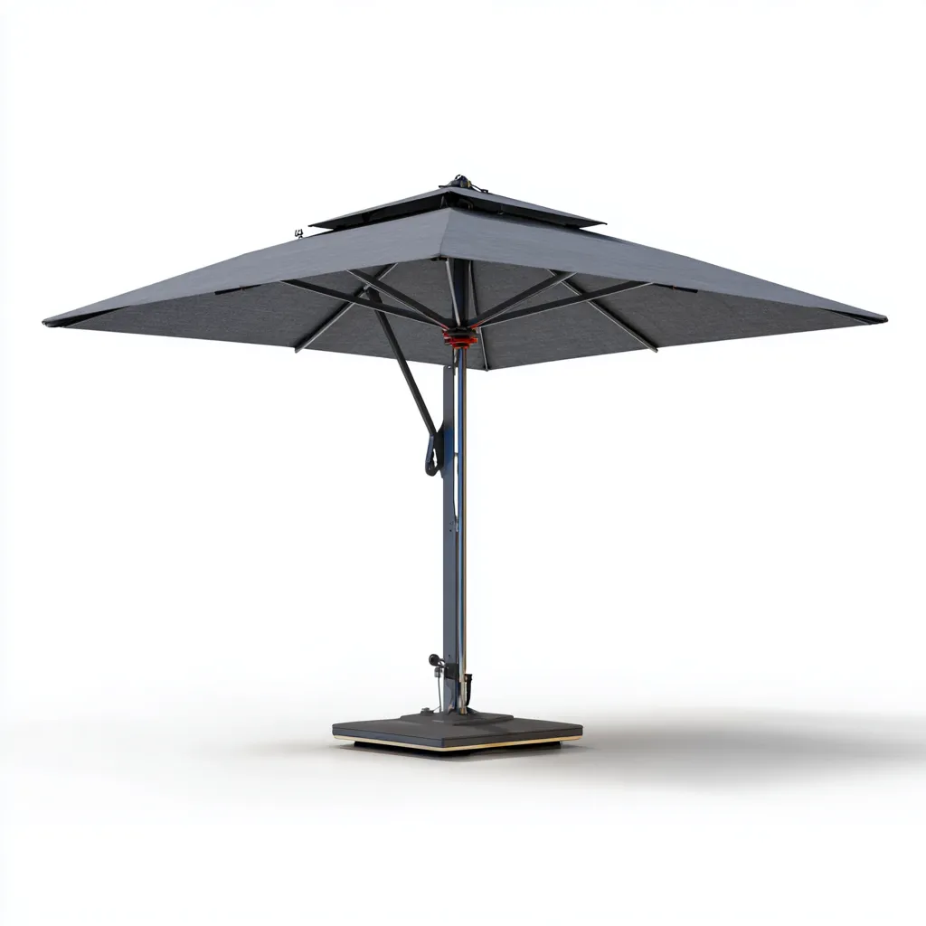 Parasol de jardin - aluminium-tissu - 300x300x265 cm - gris foncé - base lumineuse LED-Villaaro