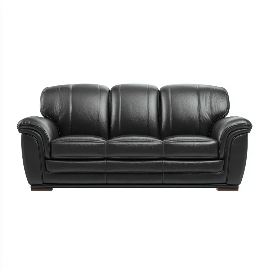 Canapé droit - cuir - 208x98x101 cm - noir - style classique-Villaaro