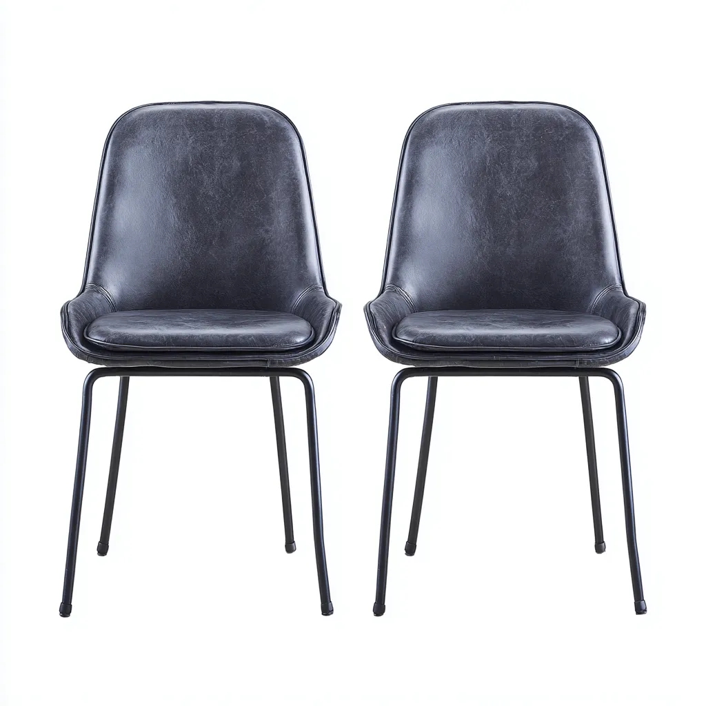 Chaise de salle à manger - similicuir-métal - 50x55x82 cm - noir - design moderne-Villaaro