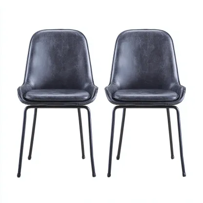 Chaise de salle à manger - similicuir-métal - 50x55x82 cm - noir - design moderne-Villaaro