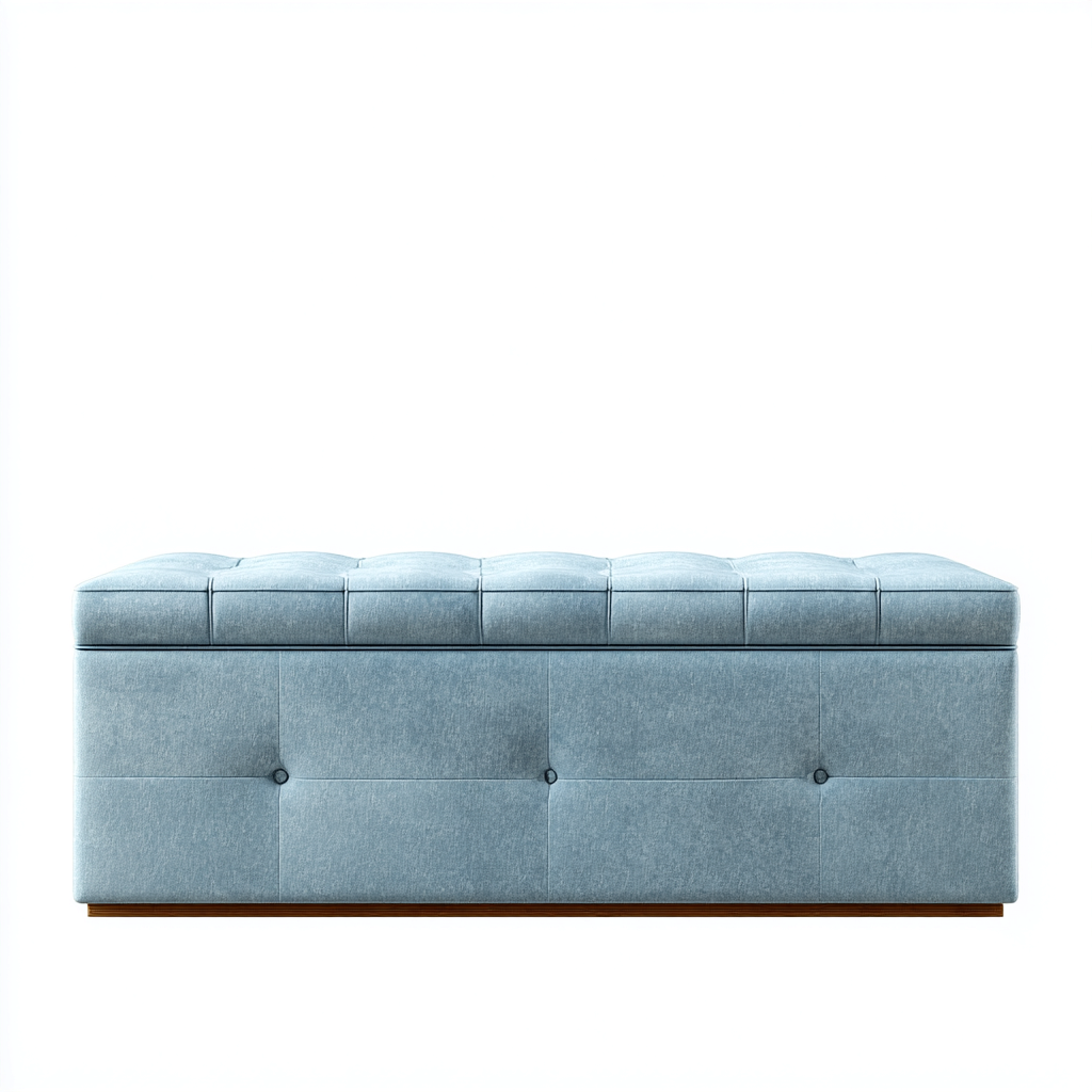 Banc d'entrée - velours - bois - 124x44x47 cm - bleu clair - design contemporain-Villaaro