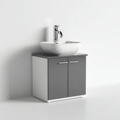 Meuble vasque - bois-résine - 62x41x78 cm - gris-blanc - style moderne-Villaaro