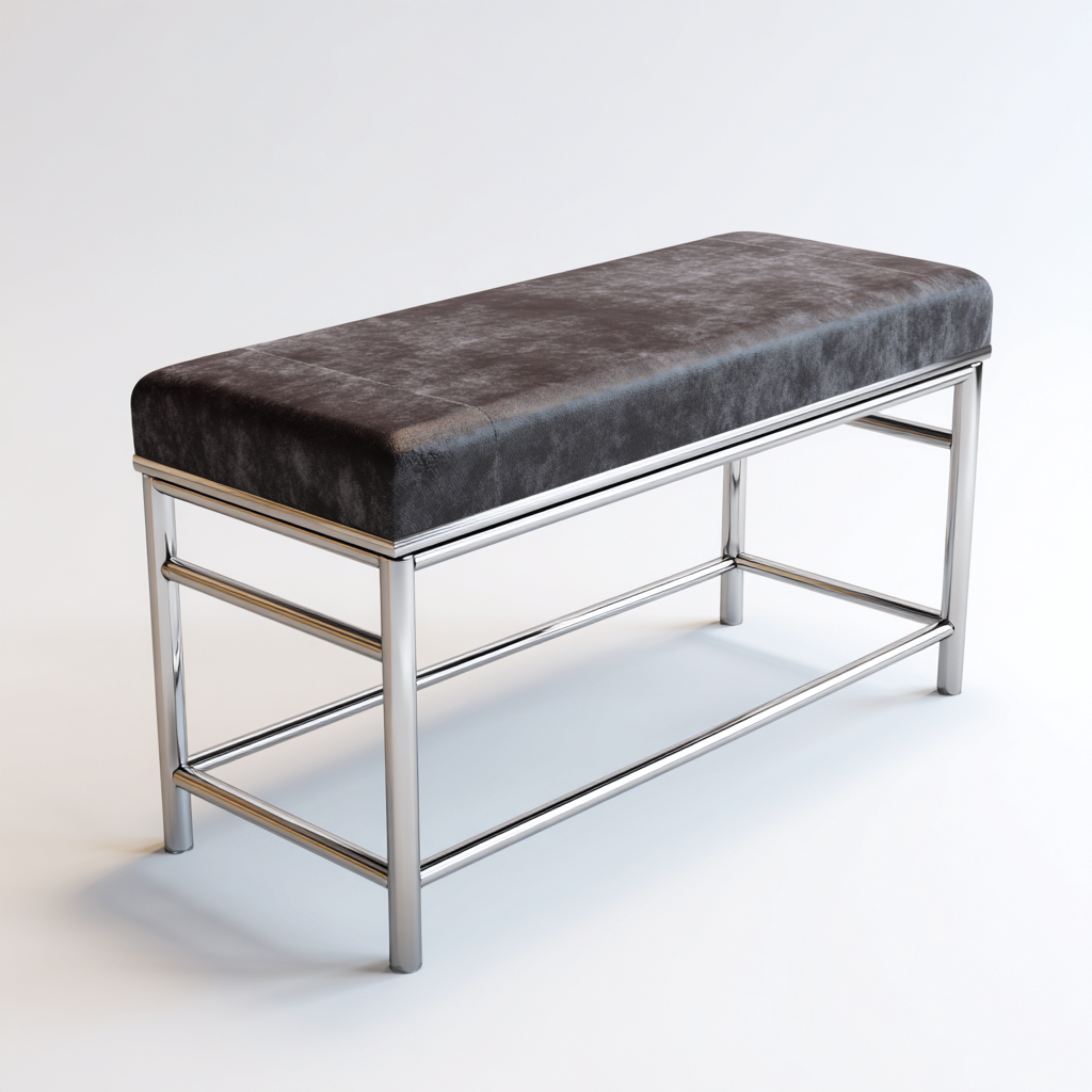 Banc d'entrée - velours - métal - 110x39x47 cm - gris foncé - design moderne-Villaaro