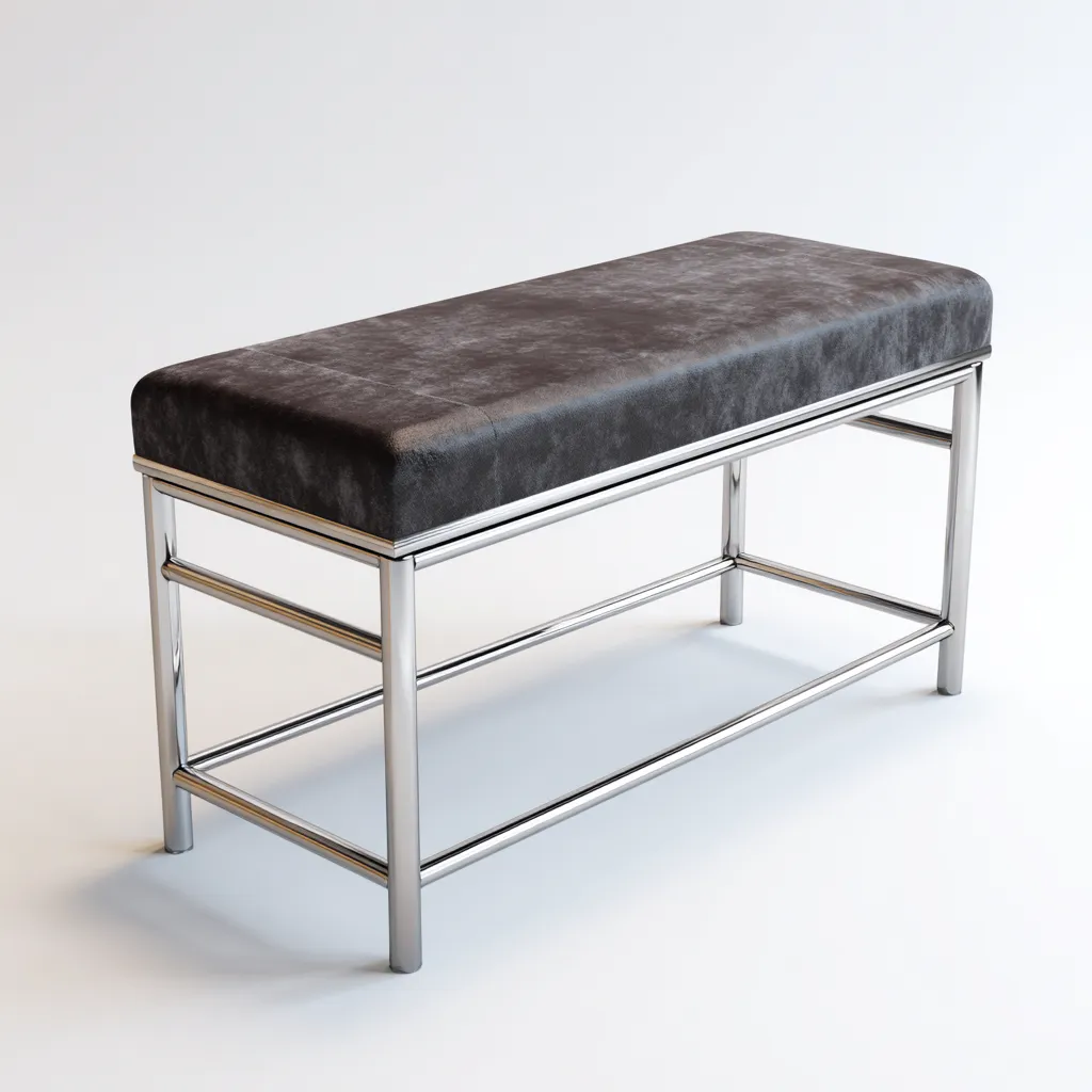 Banc d'entrée - velours - métal - 110x39x47 cm - gris foncé - design moderne-Villaaro