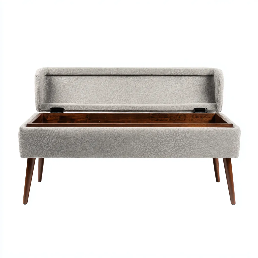 Banc d'entrée - tissu - bois - 118x41x49 cm - gris clair - design contemporain-Villaaro