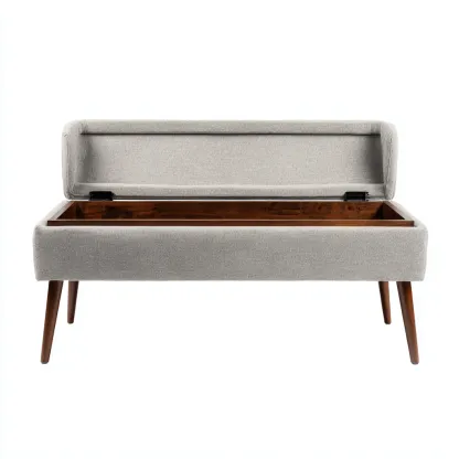Banc d'entrée - tissu - bois - 118x41x49 cm - gris clair - design contemporain-Villaaro