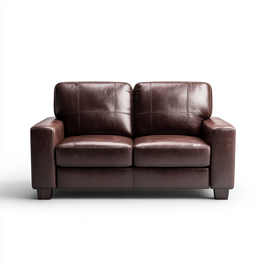 Canapé droit - cuir - 162x88x94 cm - marron - style moderne-Villaaro