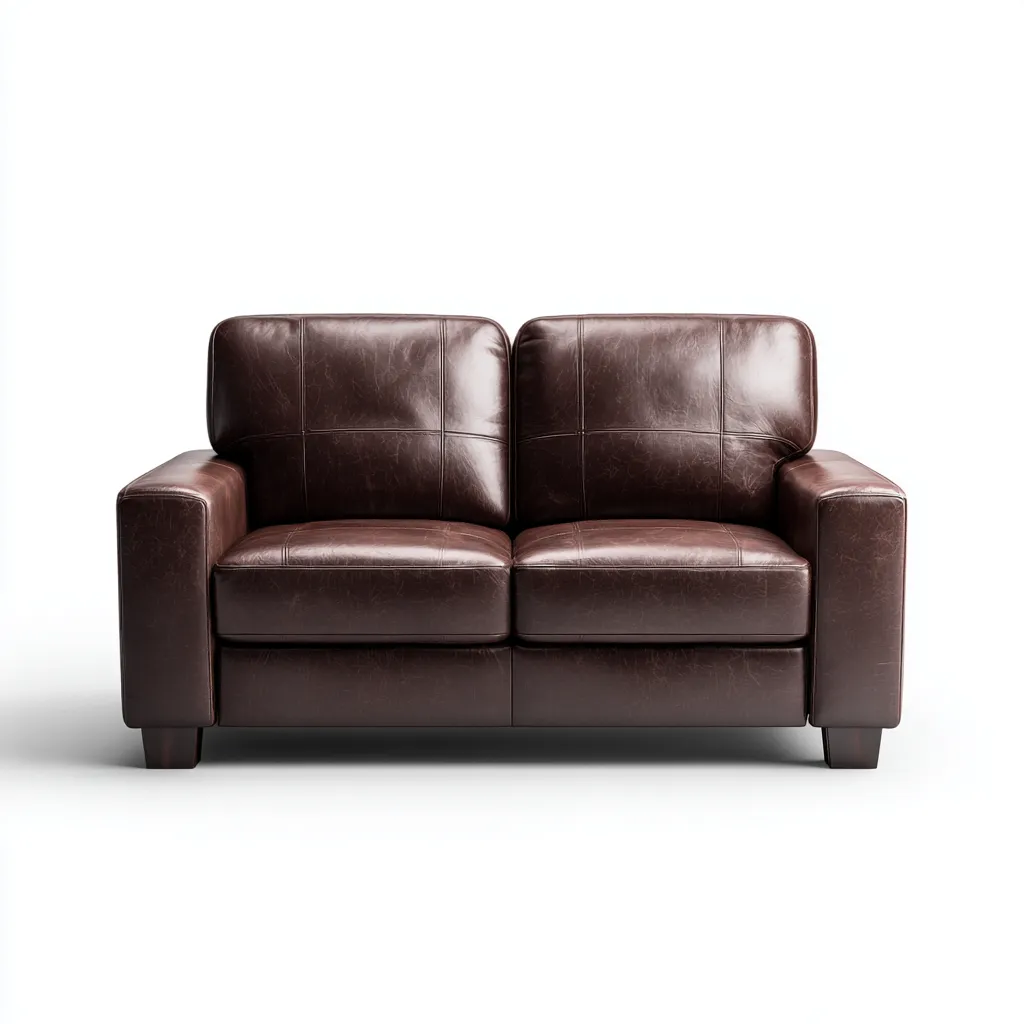 Canapé droit - cuir - 162x88x94 cm - marron - style moderne-Villaaro
